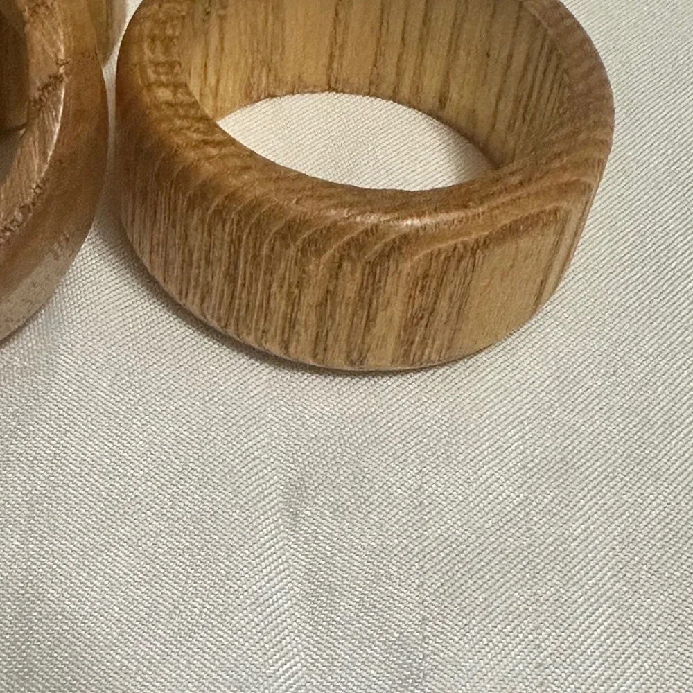 Unbranded Vntge Napkin Rings Brown Excellent Teak-Oak Wood Set of 6 Rustic Decor